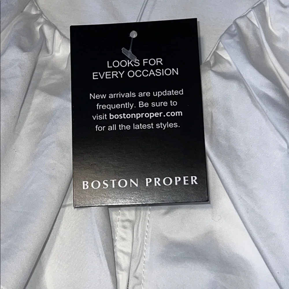 NWT Boston Proper White Ruffled Blouse with Front Zipper Small - Picture 5 of 6